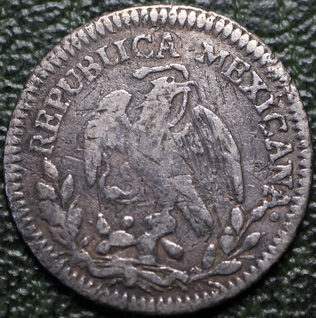 México Plata 1/2 Real 1825 Mo JM Resplandor Cap