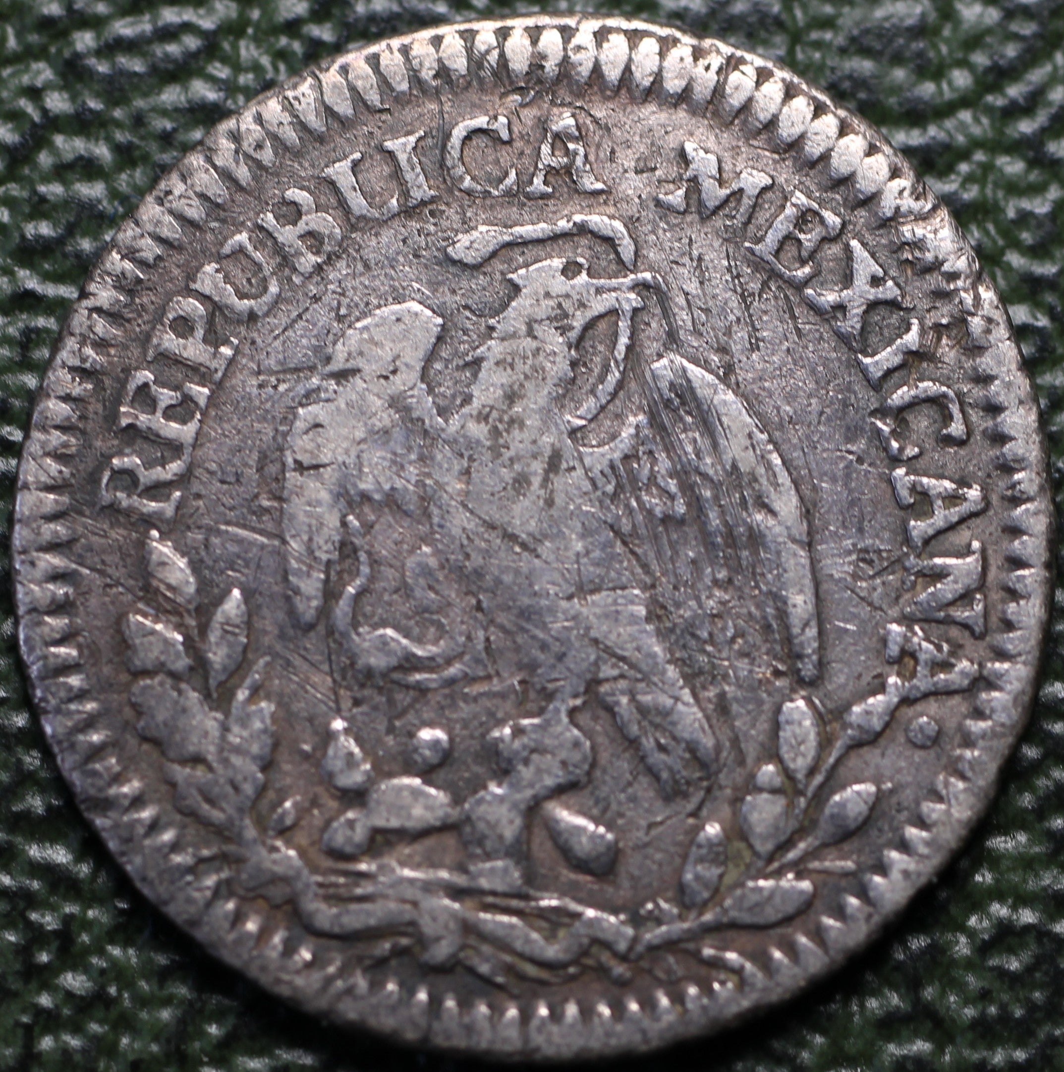 México Plata 1/2 Real 1825 Mo JM Resplandor Cap