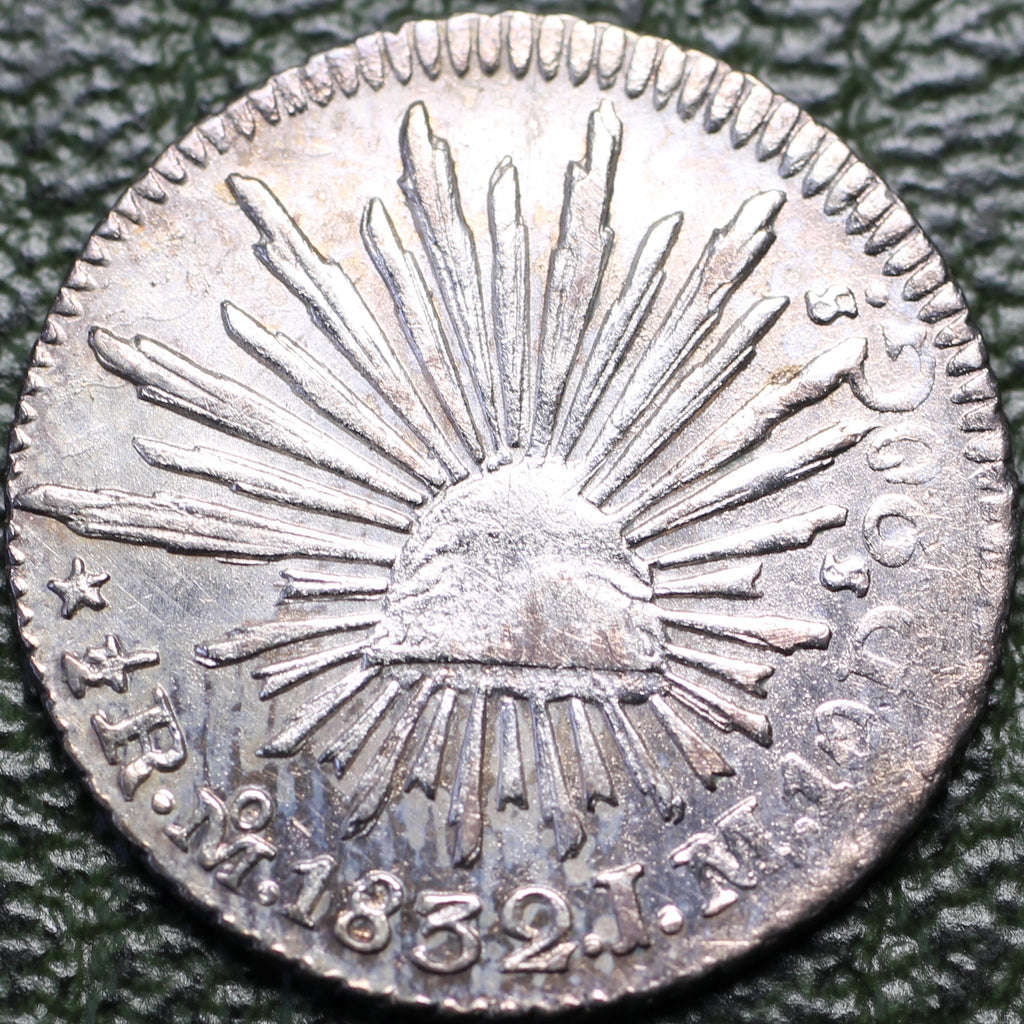 México 1/2 Real 1832 Mo ML AU-UNC Plata