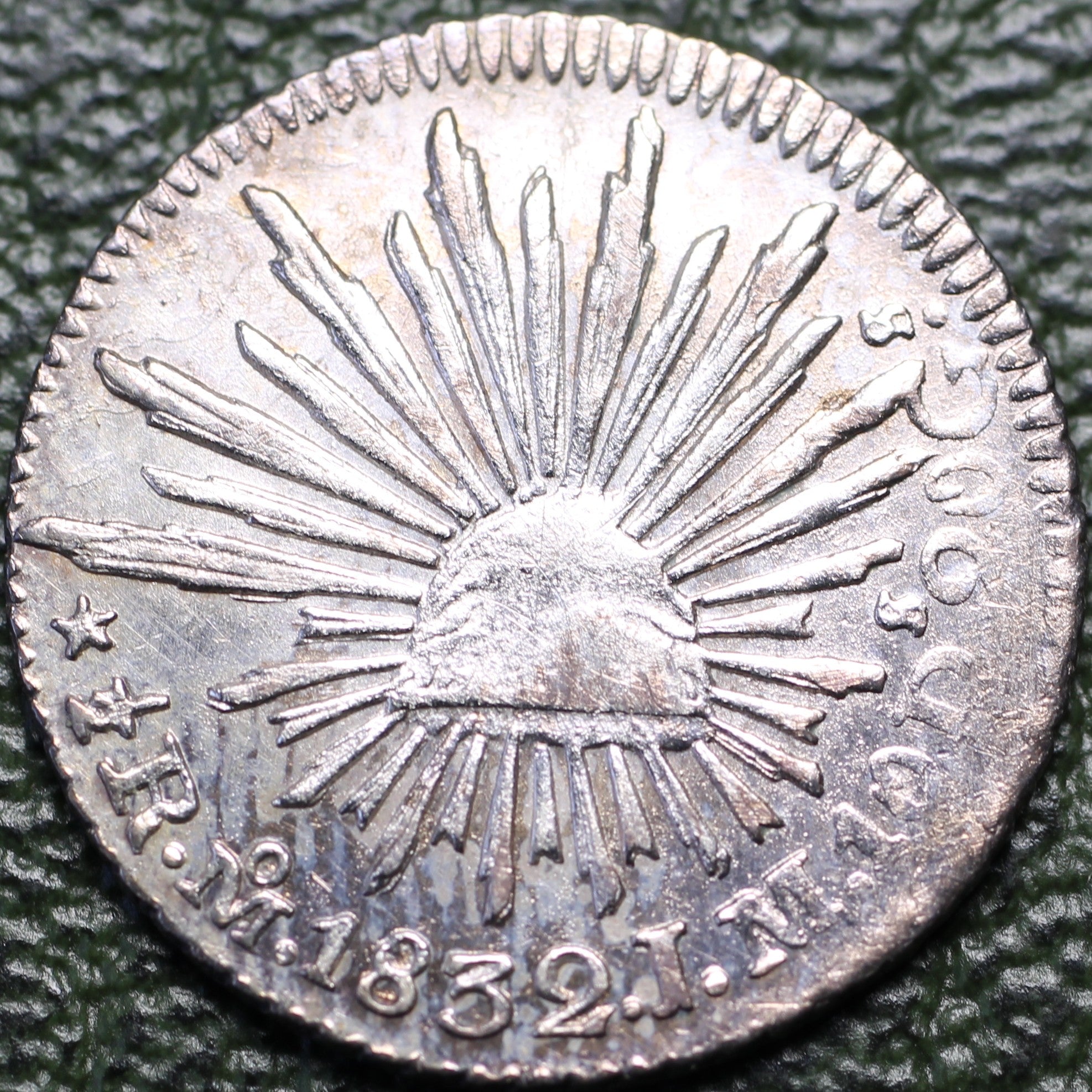 México 1/2 Real 1832 Mo ML AU-UNC Plata