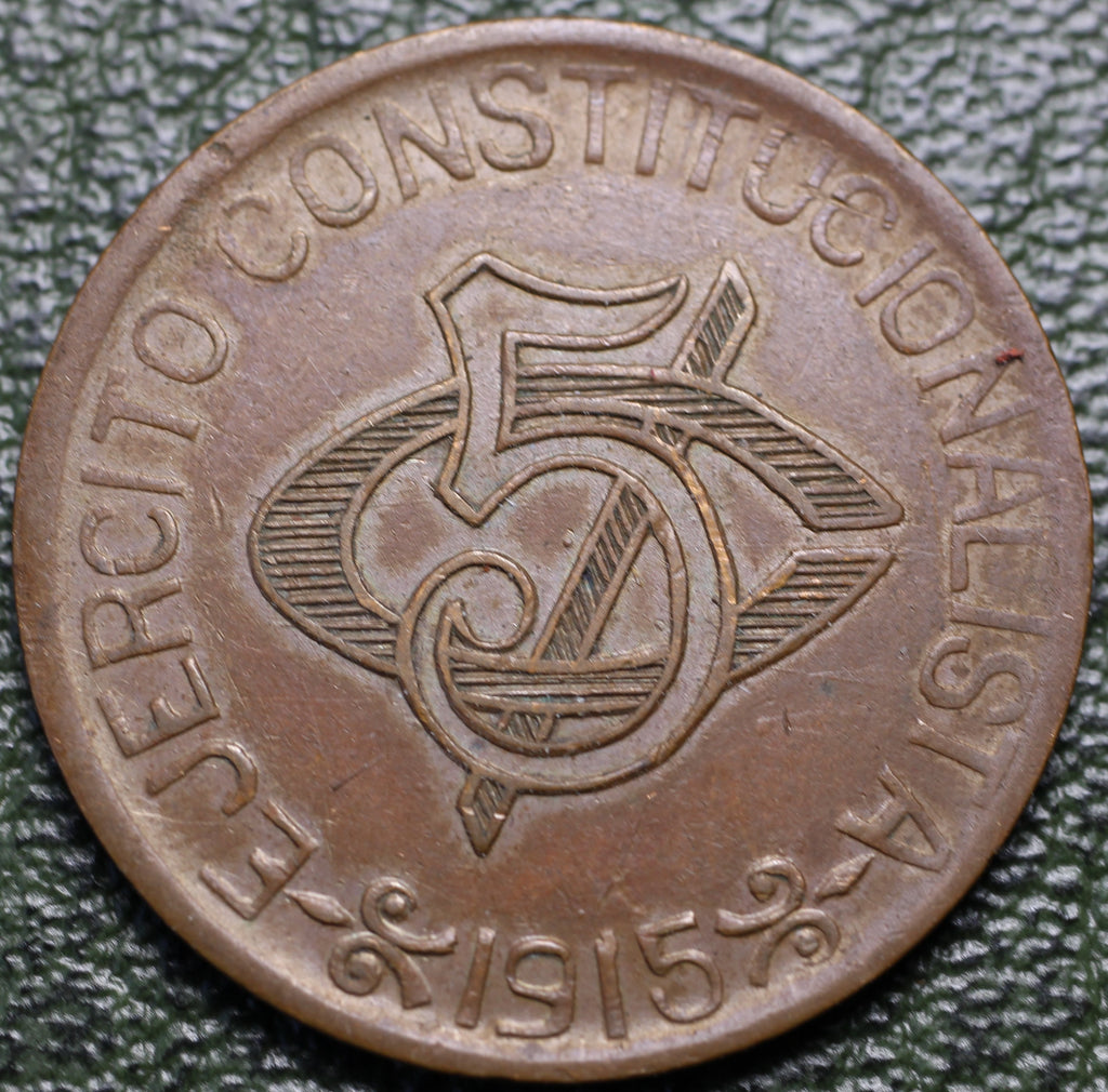 Moneda 5 Centavos 1915 Ejercito Constitucionalista XF-AU