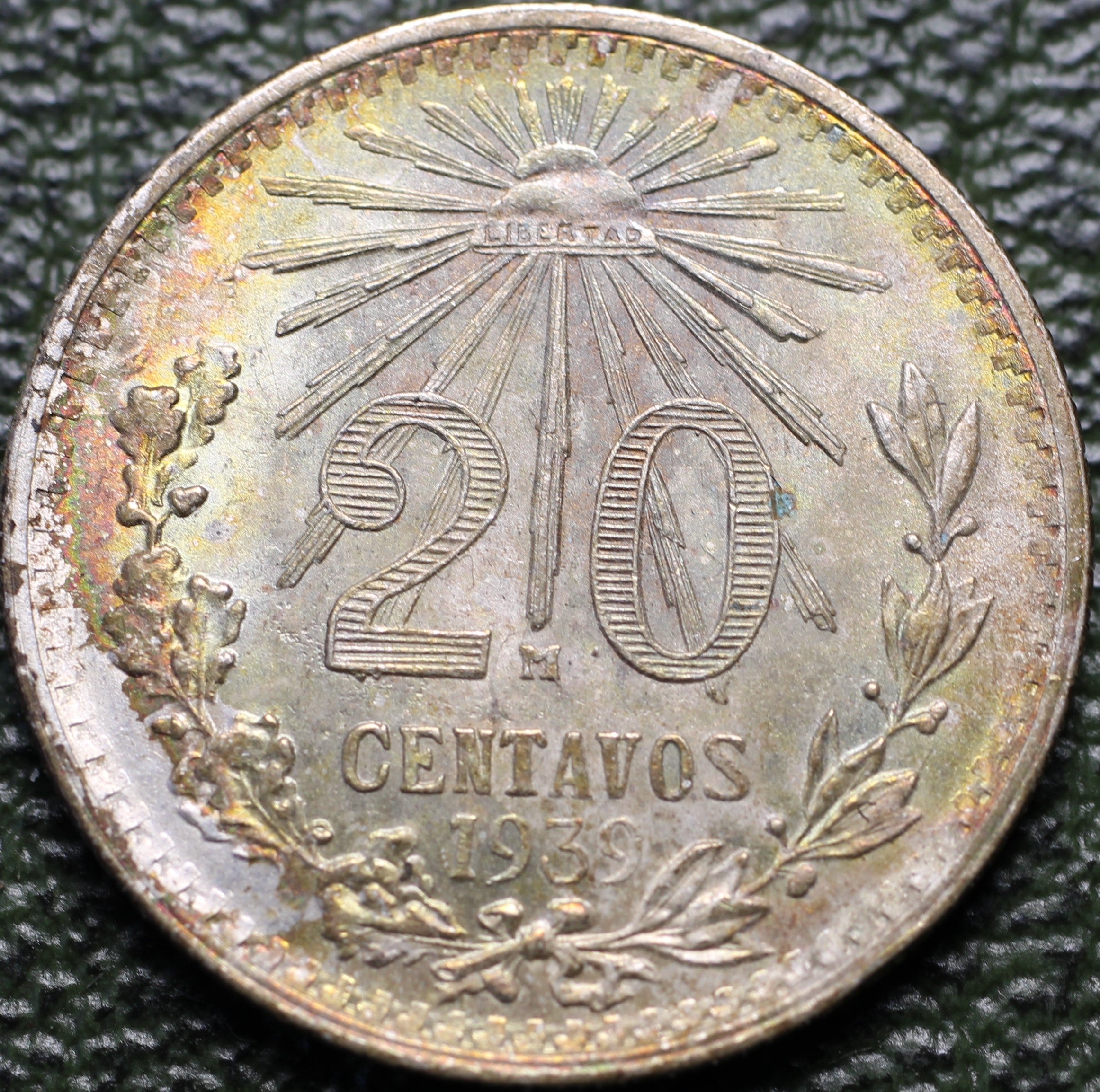 20 Centavos 1939 Mo AU Plata México