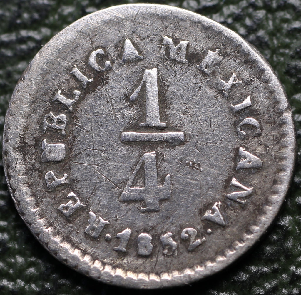 Moneda 1/4 Real 1852 Go V "Pitufina" F-VF Plata