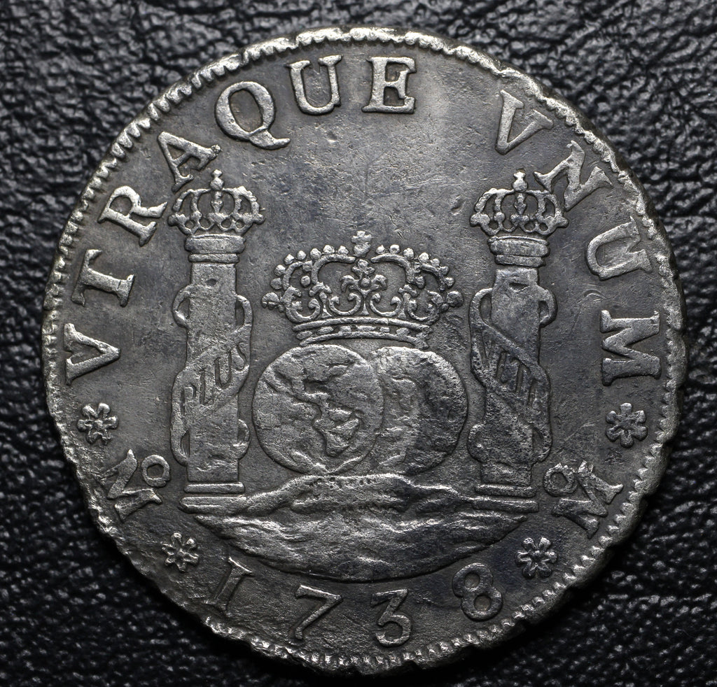 Nueva España 4 Reales 1738 Mo MF - Columnario - Fecha Baja / Escasa - Posible Rescate Marino - Plata