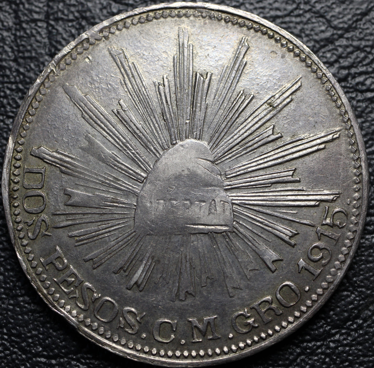 2 Pesos 1915 Campo Morado XF-AU Plata México