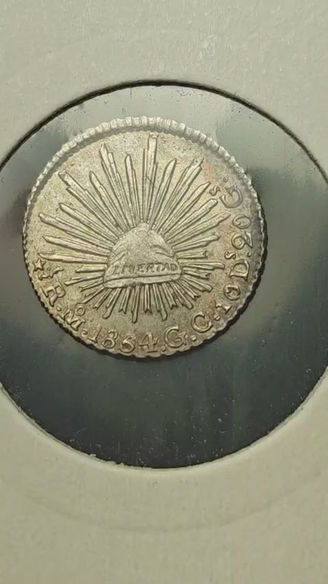 Moneda 1/2 Real 1854 Mo GC XF-AU Plata EX-MIKE DUNINGAN