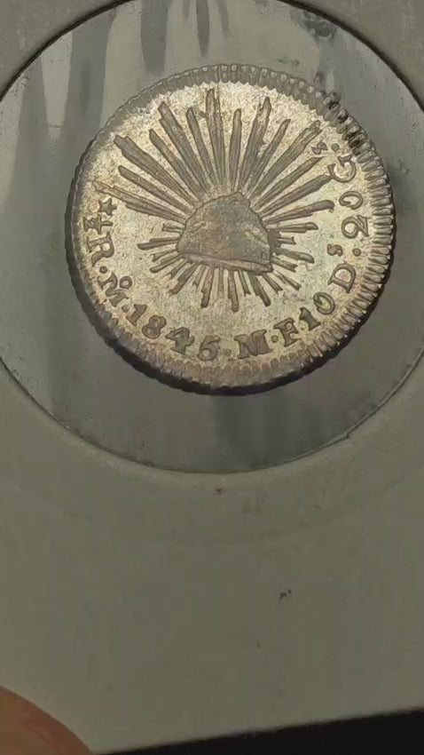 México Plata 1/2 Real 1845/4 Mo MF Resplandor